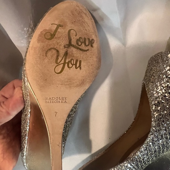 Badgley Mischka Gold Glitter Wedges for Special Occasions - Picture 10 of 10